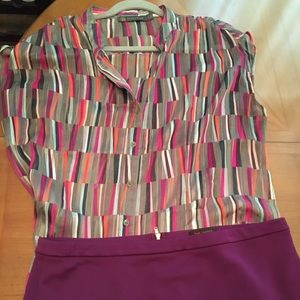 Multicolored sheer blouse.